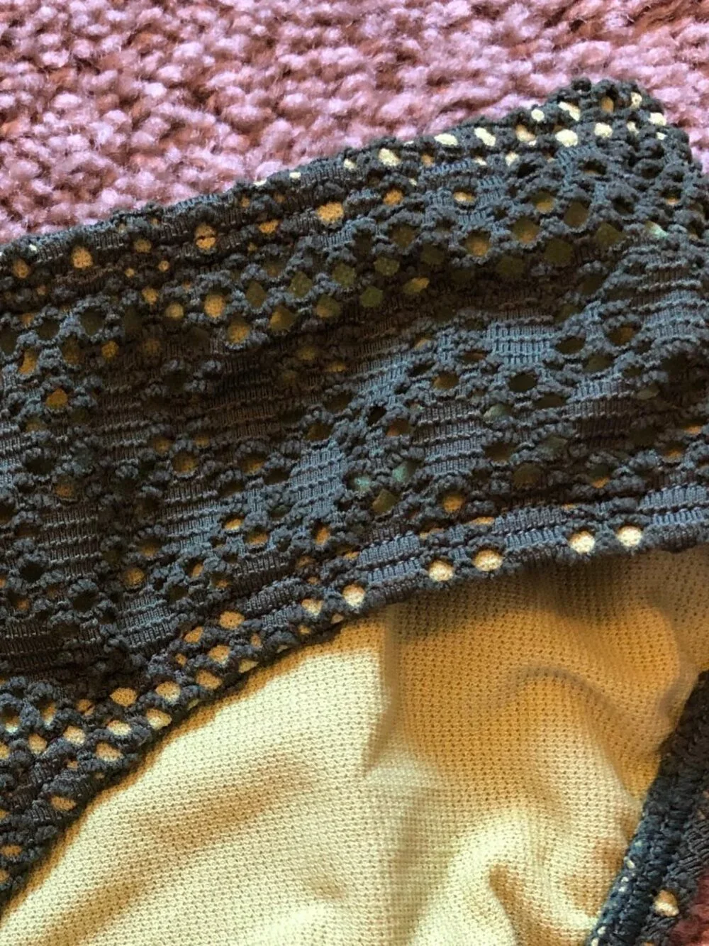 NEW NWT ANNE COLE LOCKER Olive Lime Green Crochet Mesh Bikini Swim Bottom Small